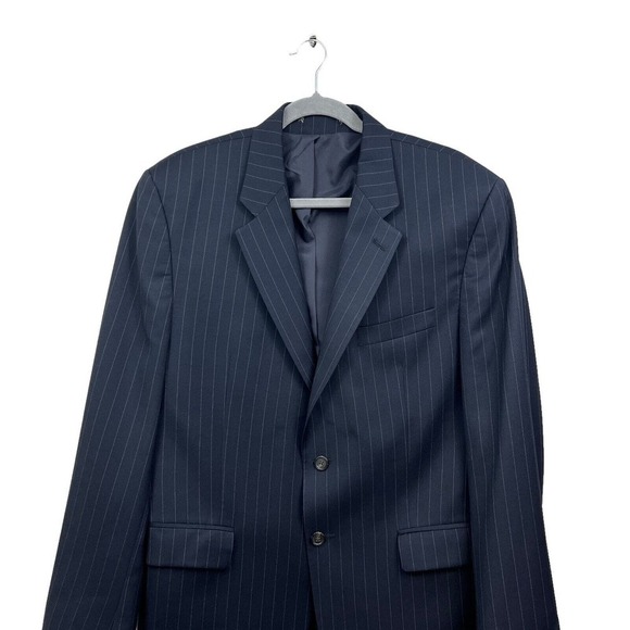 Lauren Ralph Lauren Blazer Suit Jacket Wool 2 Button Vented Striped Navy Men 42R - Picture 2 of 8